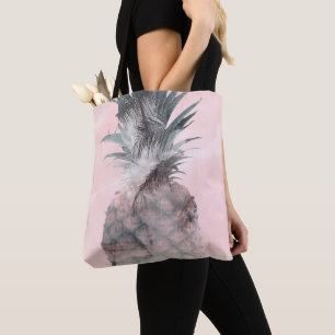 Bolso De Tela Rosa Dorado Rosa Tropical Verano Piña Glam