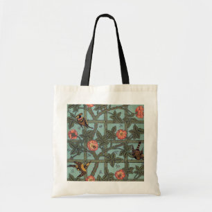Bolso De Tela Rosa escalante y pájaro pequeño, William Morris