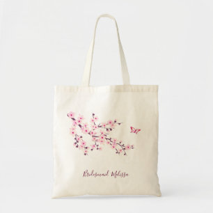 Bolso De Tela Rosa Flor de Cerezo Personalizado