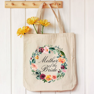 Bolso De Tela Rosa Flor Floral Corona Novia Madre Otoño