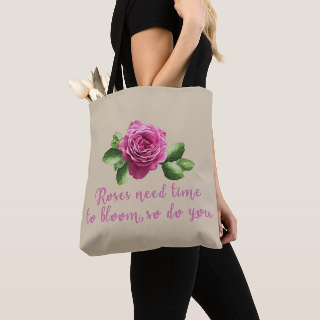 Bolso De Tela rosa floral púrpura rosa (Detalle)