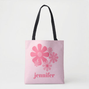 Bolso De Tela Rosa floral retro estético personalizado
