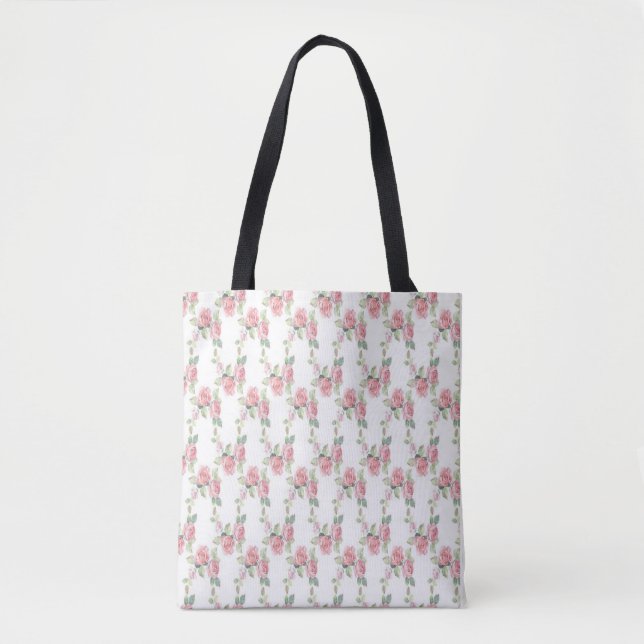 Bolso De Tela Rosa Floral Shabby Chic (Anverso)
