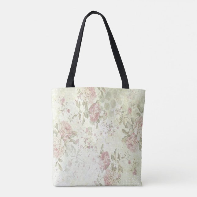 Bolso De Tela Rosa Floral Shabby Chic (Reverso)