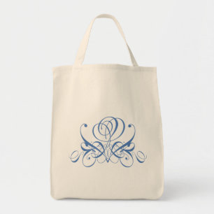 Bolso De Tela Rosa Flourish azul claro