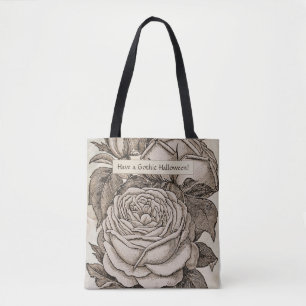Bolso De Tela Rosa gótico victoriano de Halloween en Sepia