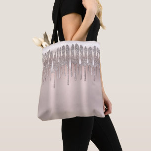 Bolso De Tela Rosa helado dorado con diamante brillo destello go