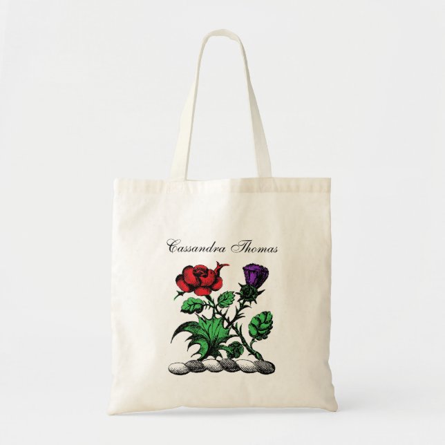 Bolso De Tela Rosa heráldico y Escudo de fragmentos de pelo (Frente)