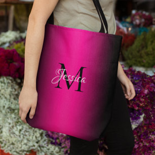 Bolso De Tela Rosa intenso y elegante monograma Ombre negro