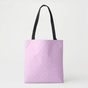 Bolso De Tela Rosa lavanda con puntos blancos