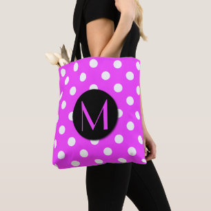 Bolso De Tela Rosa lindo del monograma de los lunares