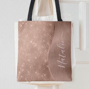 Bolso De Tela Rosa metálico Purpurina de oro personalizado