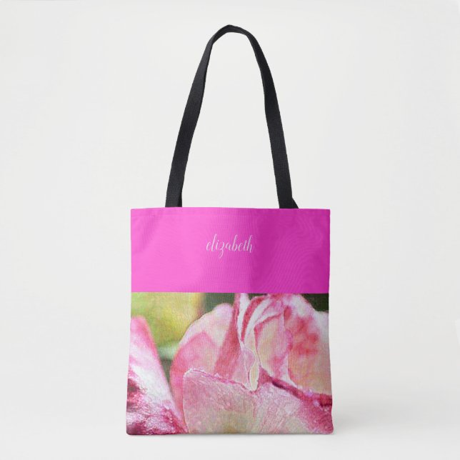 Bolso De Tela Rosa Moderna Monogramada (Anverso)