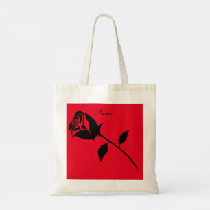 Bolso De Tela Rosa negro Valentine Flor Thunder_Cove