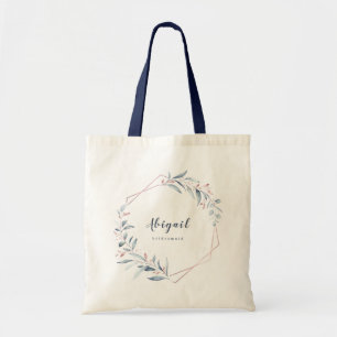 Bolso De Tela Rosa Oro Dusty Blue Greenery Geometric Bridesmaid