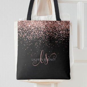 Bolso De Tela Rosa Oro Rubor Purpurina rosa Glam Monograma Nombr