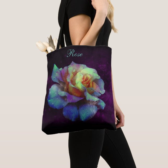 Bolso De Tela Rosa Pastel Arcoiris en morado *Personaliza* (Detalle)