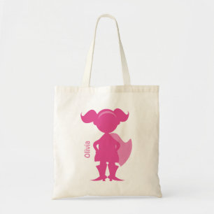 Bolso De Tela Rosa personalizado silueta del chica del super