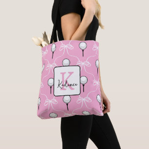 Bolso De Tela Rosa Preparado Arco Blanco Patrón de Golf Monogram