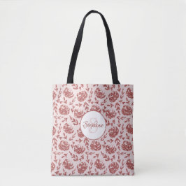 Bolso De Tela Rosa Purpurina dorado Monograma floral