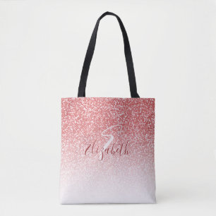 Bolso De Tela Rosa Purpurina Ombre Monograma moderno