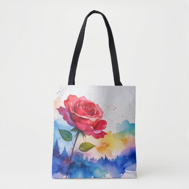 BOLSO DE TELA ROSA ROJA (Anverso)