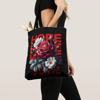 Bolso De Tela Rosa Roja Floral Esperanza Botánica Inspiradora 