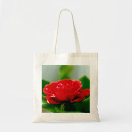 Bolso De Tela Rosa roja matutina cubierta de rocío