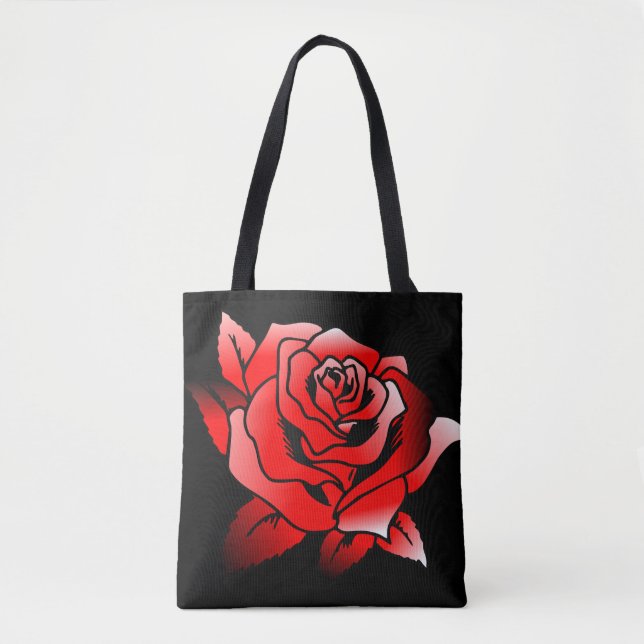 Bolso De Tela Rosa Rojo En Fondo Negro (Anverso)