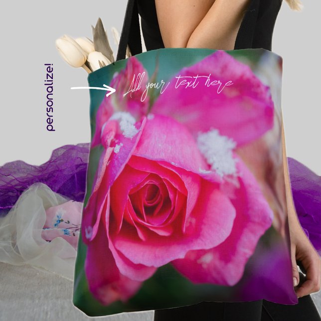 Bolso De Tela Rosa rosa con copos de nieve (Subido por el creador)