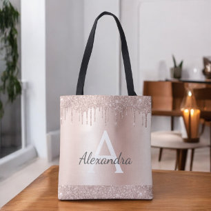 Bolso De Tela Rosa Rosa Dorado Rubor Rosa Brillo Monograma Elega