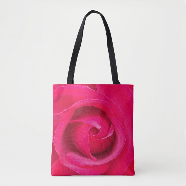 Bolso De Tela Rosa Rosa Roja Romántica (Anverso)