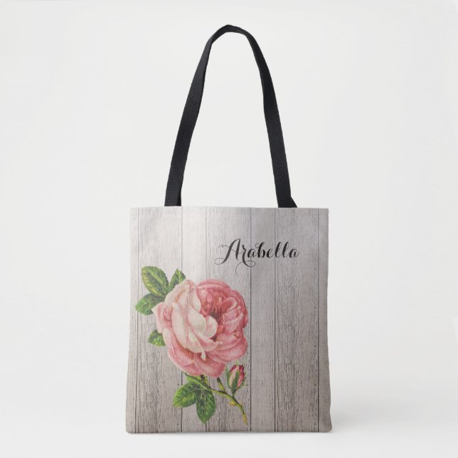 Bolso De Tela Rosa Rosa Rosa Rosa Rosa Rosa Rústica De Madera Rú (Anverso)