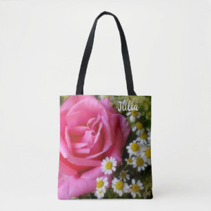 Bolso De Tela Rosa rosado caliente y foto en blanco