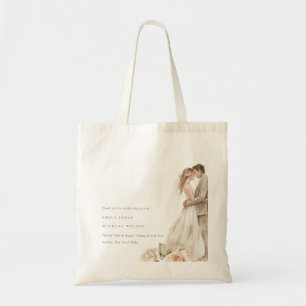 Bolso De Tela Rosa Rubor suave Pareja Floral Boda Botánico