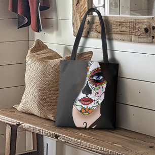 Bolso De Tela Rosa Sugar Skull Retrato