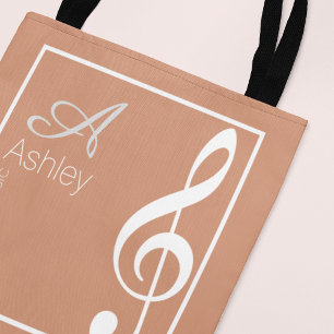 Bolso De Tela Rosa Tote Bag Musicalmente Polvoriento Monogramado
