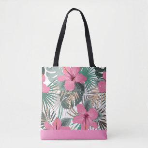 Bolso De Tela Rosa Tropical Lush Hibiscus