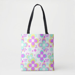 Bolso De Tela Rosa, turquesa, floral