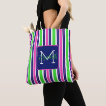 Rosa Verde Azul Marino Preppy Raya Monograma