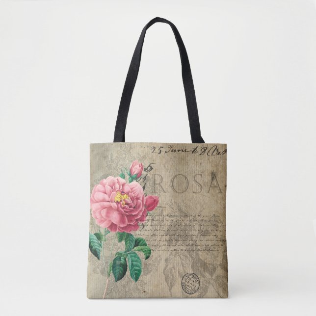 Bolso De Tela rosa vintage chic (Anverso)