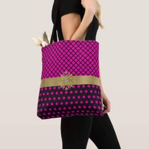 Bolso De Tela Rosa y negro