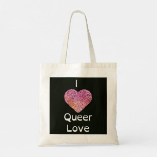 Bolso De Tela Rosa y Negro Corazón Amor Queer