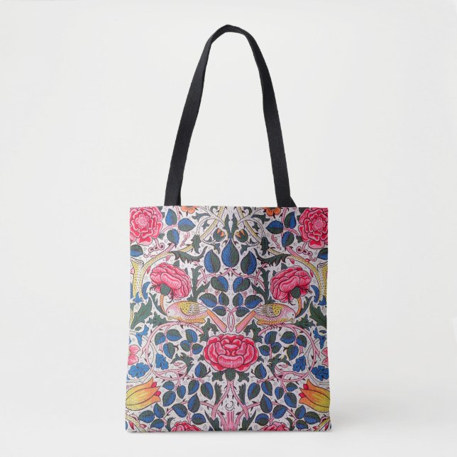 Bolso De Tela Rosa y pájaro, William Morris (Anverso)