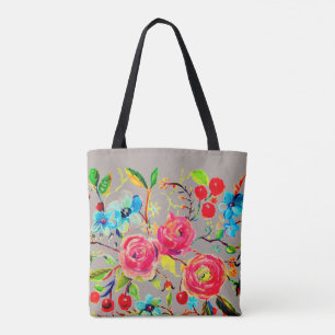Bolso De Tela Rosa y Personalizable de flores de cerezo