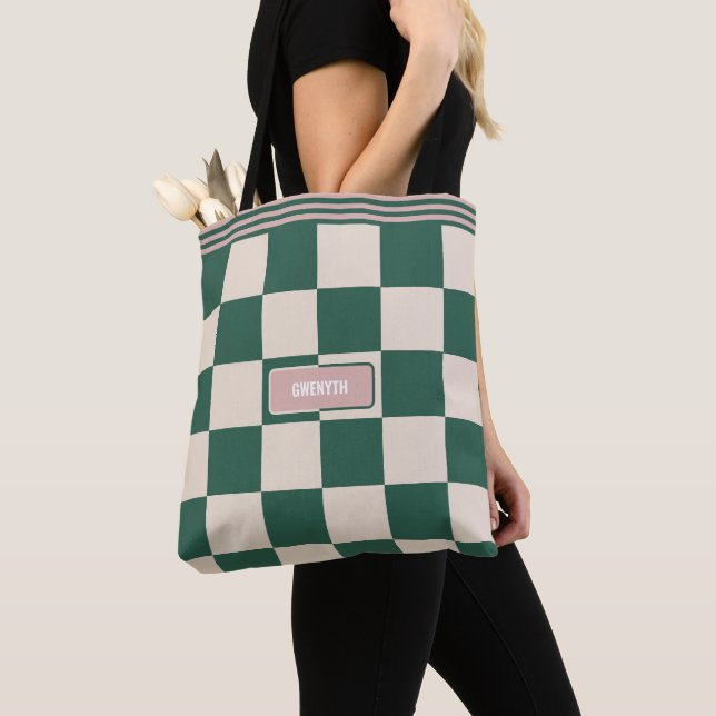 Bolso De Tela Rosa y verde personalizados controlados (Detalle)