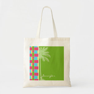 Bolso De Tela Rosado, azul tropical, verde, y amarillo