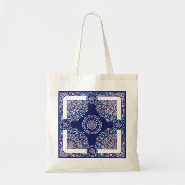 Bolso De Tela Rosario azul (Frente)