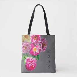 Bolso De Tela Rosas-