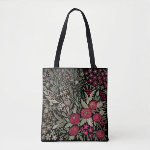 Bolso De Tela Rosas acuarelas sobre fondo negro, acuarela